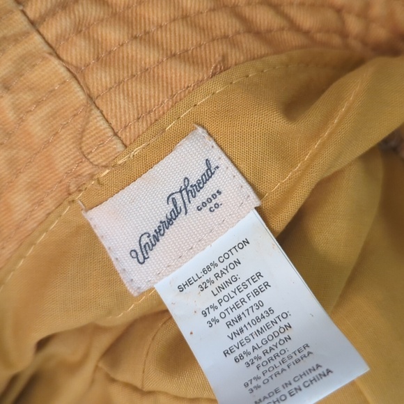 Gold Yellow Bucket Hat with Adjustable Strap inside - Picture 3 of 3